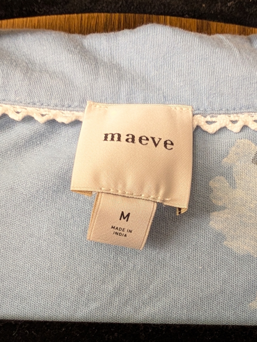 Maeve Light Blue Floral Button-Front Smocked Waist Blouse - Picture 5 of 5
